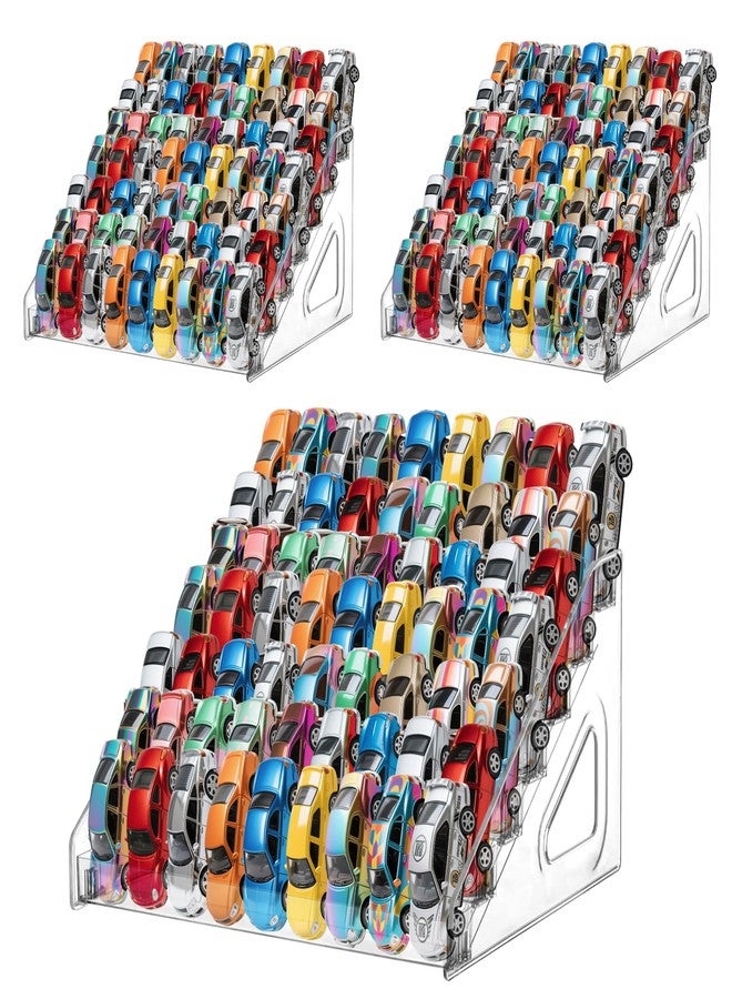 Hlimior 3 Pack 7-Tier Toy Cars Display Shelf for Hot Wheels Display Case Storage Organizer for 1/64 Scale Toy Cars-Hold 63 Toy Cars Clear Model Car Case Holder Container Shelf (Only case) - Image 1